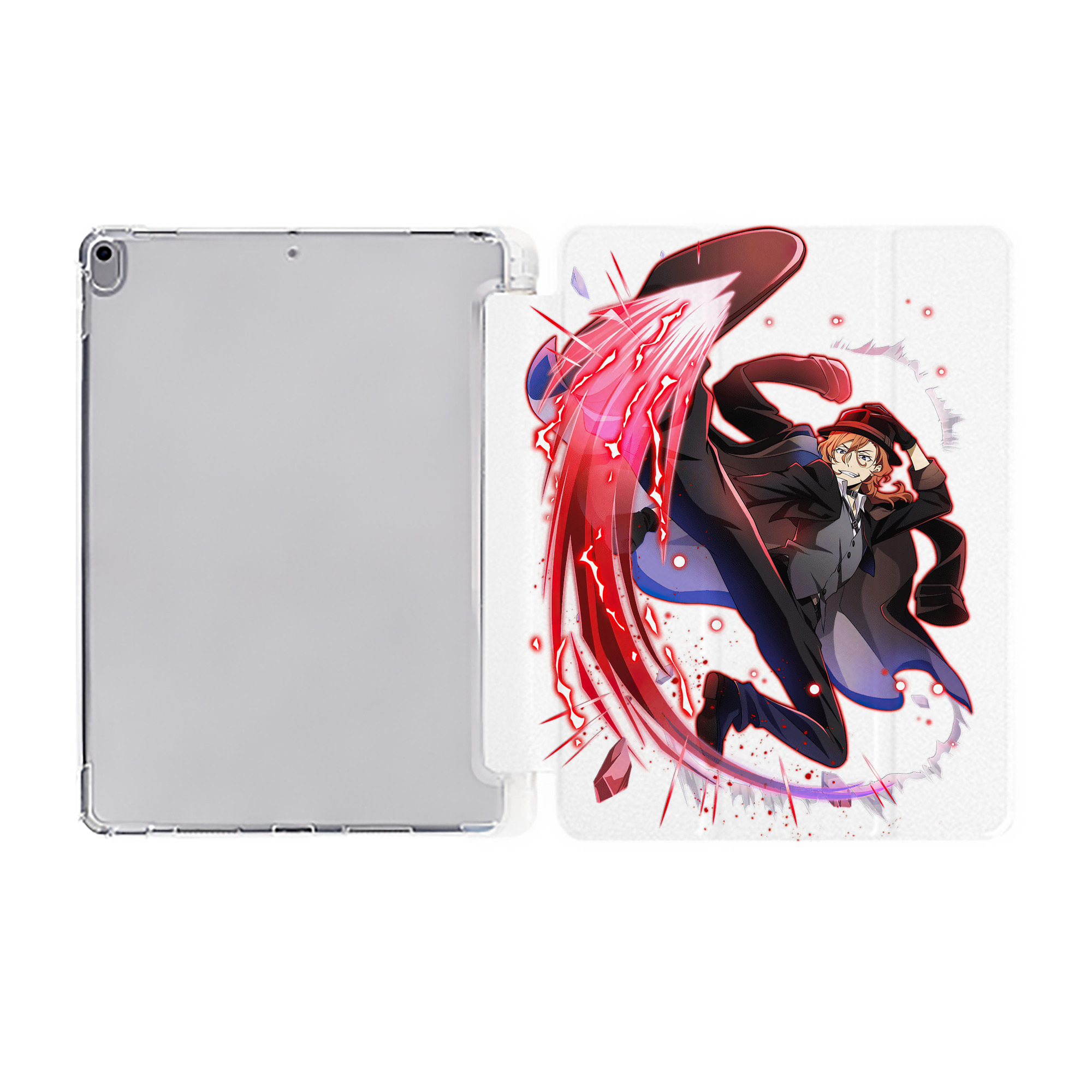 （画像用） 文豪ストレイドッグス Bungo Stray Dogs IPad ケース ペン収納付き 三つ折りスタンド PUレザー×シリコン 対応機種9.5/10.5/10.9インチ
